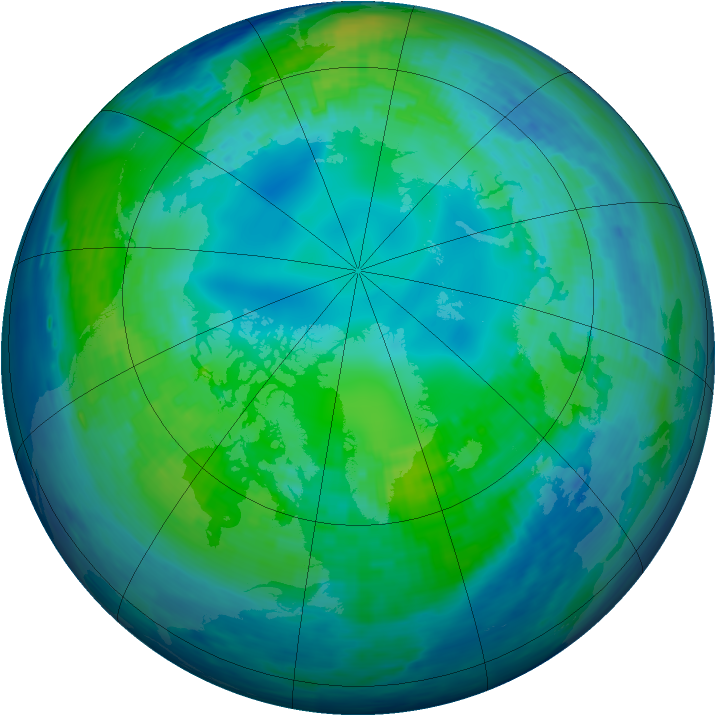 Arctic ozone map for 30 October 1994